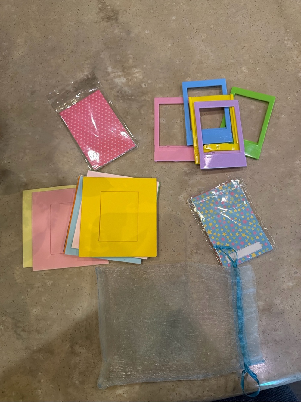 Colorful Party Photo Frame and Card Set - Pink, Yellow, Blue, Green, Purple